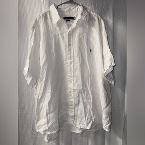 Ralph Lauren 100% Linen Mens Short Sleeve Button Down Size 3XB